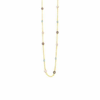 Forgyldt collier med sten og perler