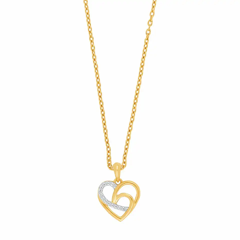 14kt. guldhjerte m/dia. 0,025ct W/SI m/sfg kæde