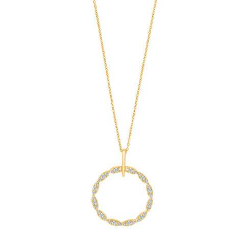 8 kt Guldcollier cirkel med zirkonia