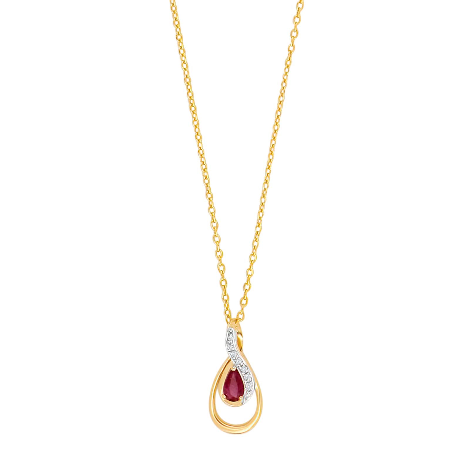Nordahl Andersen 14kt. guldvedhæng m. rubin og 0,024ct W/SI inkl. forg. kæde