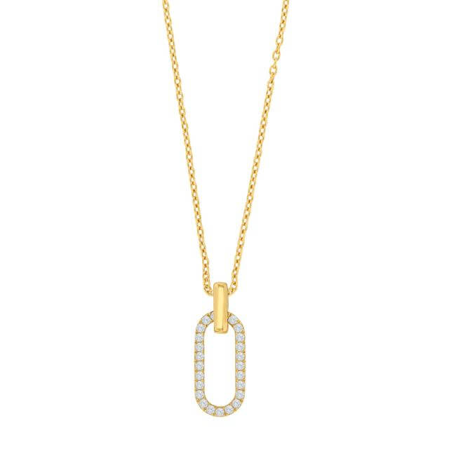 8 kt Guldcollier med oval vedhæng