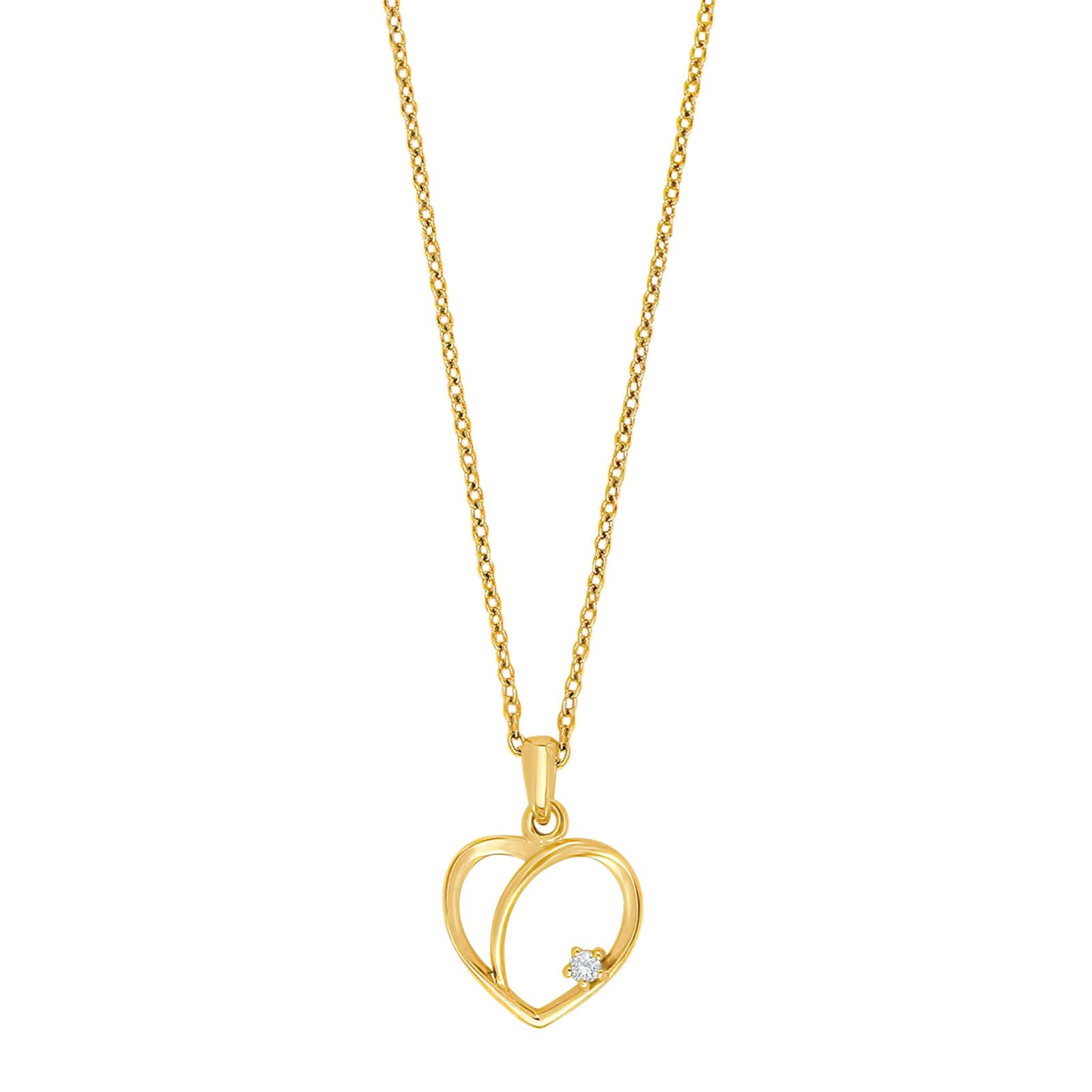 Nordahl Andersen 14kt. guld hjertevedhæng m. 0,015ct W/SI inkl. forg. kæde