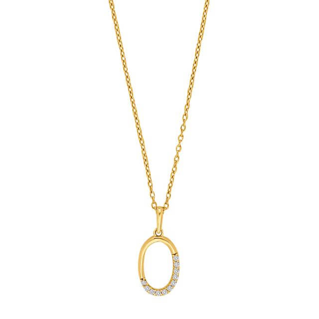 8 kt Guldcollier oval m/zirkoner