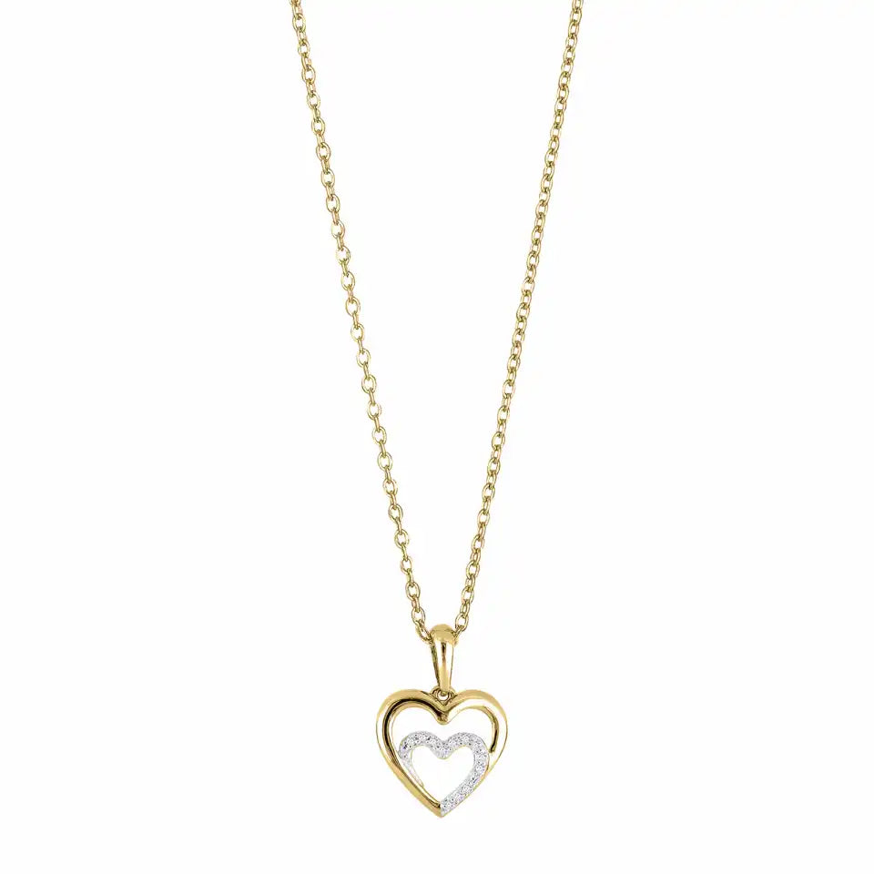 14kt. guldhjerte m/ dia. 0.01ct W/SI inkl. forg. Kæde