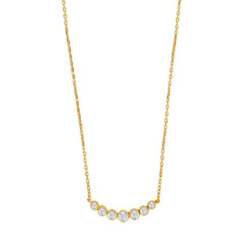 8 kt Guldcollier med 7 zirkonia