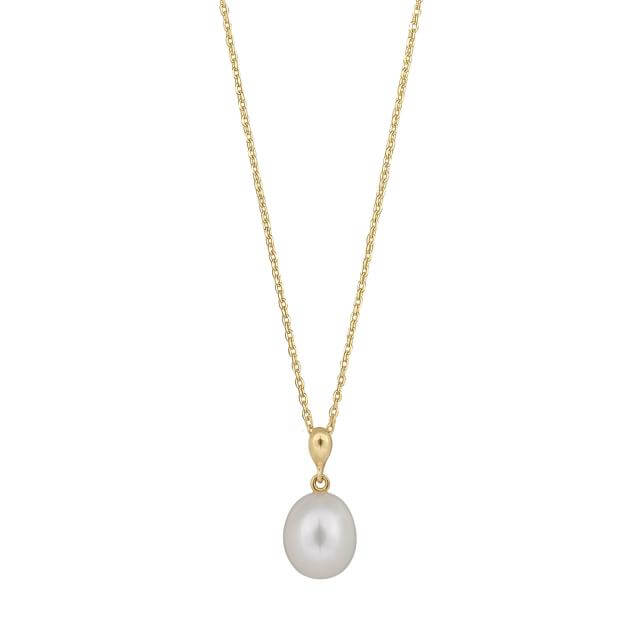 8 kt Guldcollier med ferskvandsperle