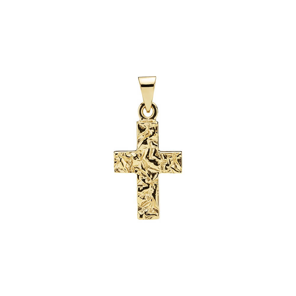 8kt guldkors 16x10mm rustik
