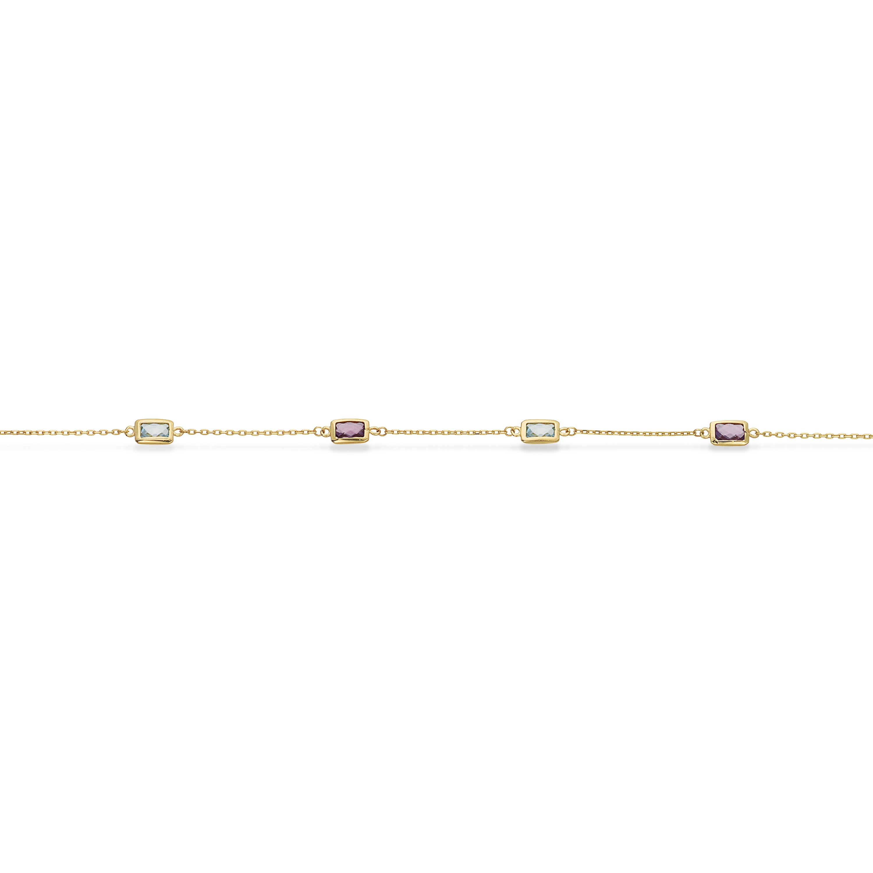 Scrouples Armbånd topas + ametyst 17+2 cm 8 kt.
