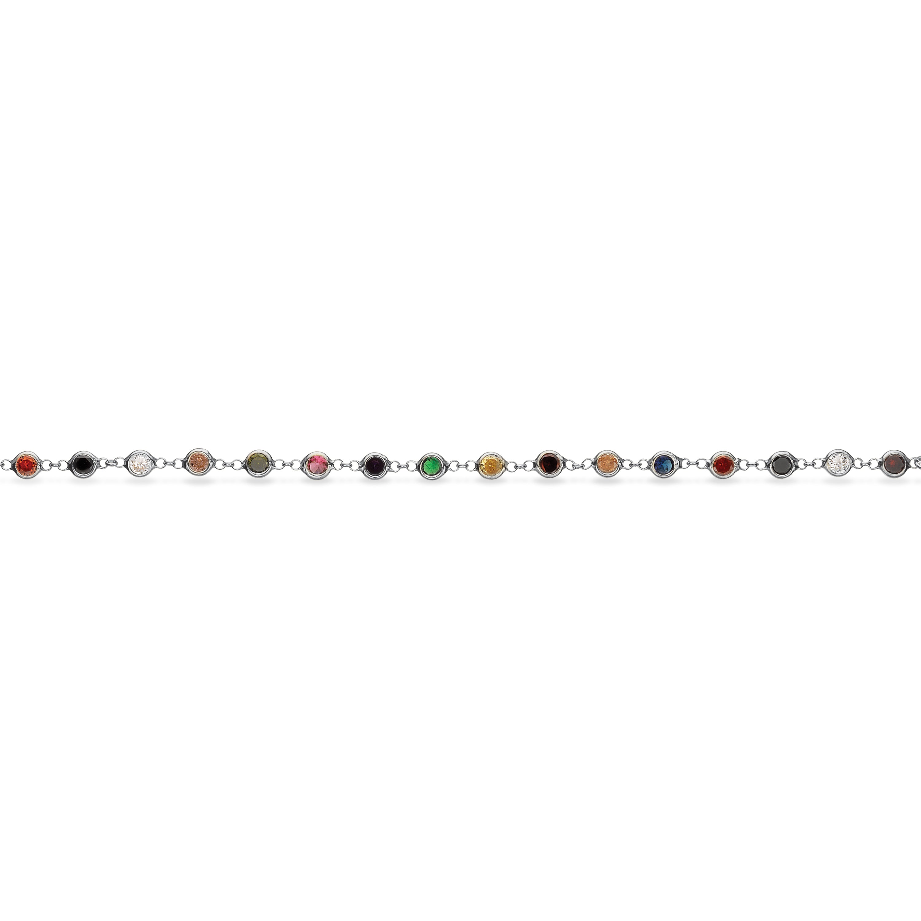 Scrouples SoHo armbånd multicolor cubic zir sølv rh 17+2 cm