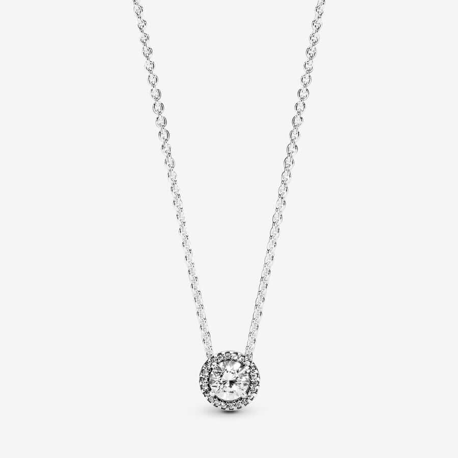 Round Sparkle Halo Halskæde