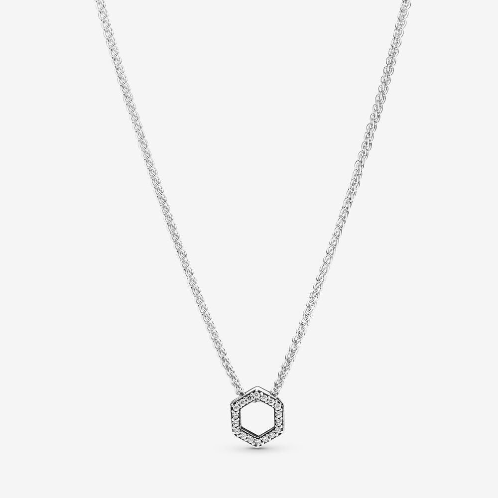 Pandora. Sølvcollier med bikube vedhæng m/ziakonia