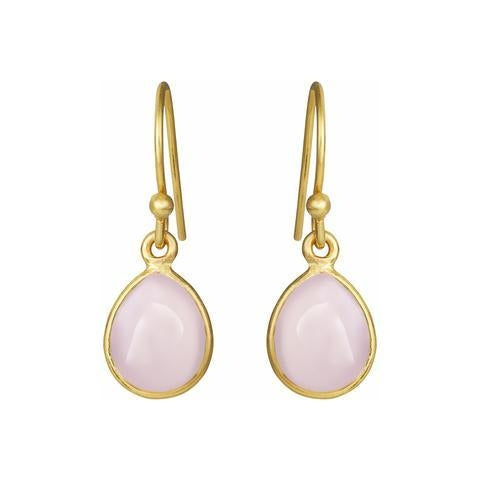 Sølvforgyldte ørehængere med lyserød krystal