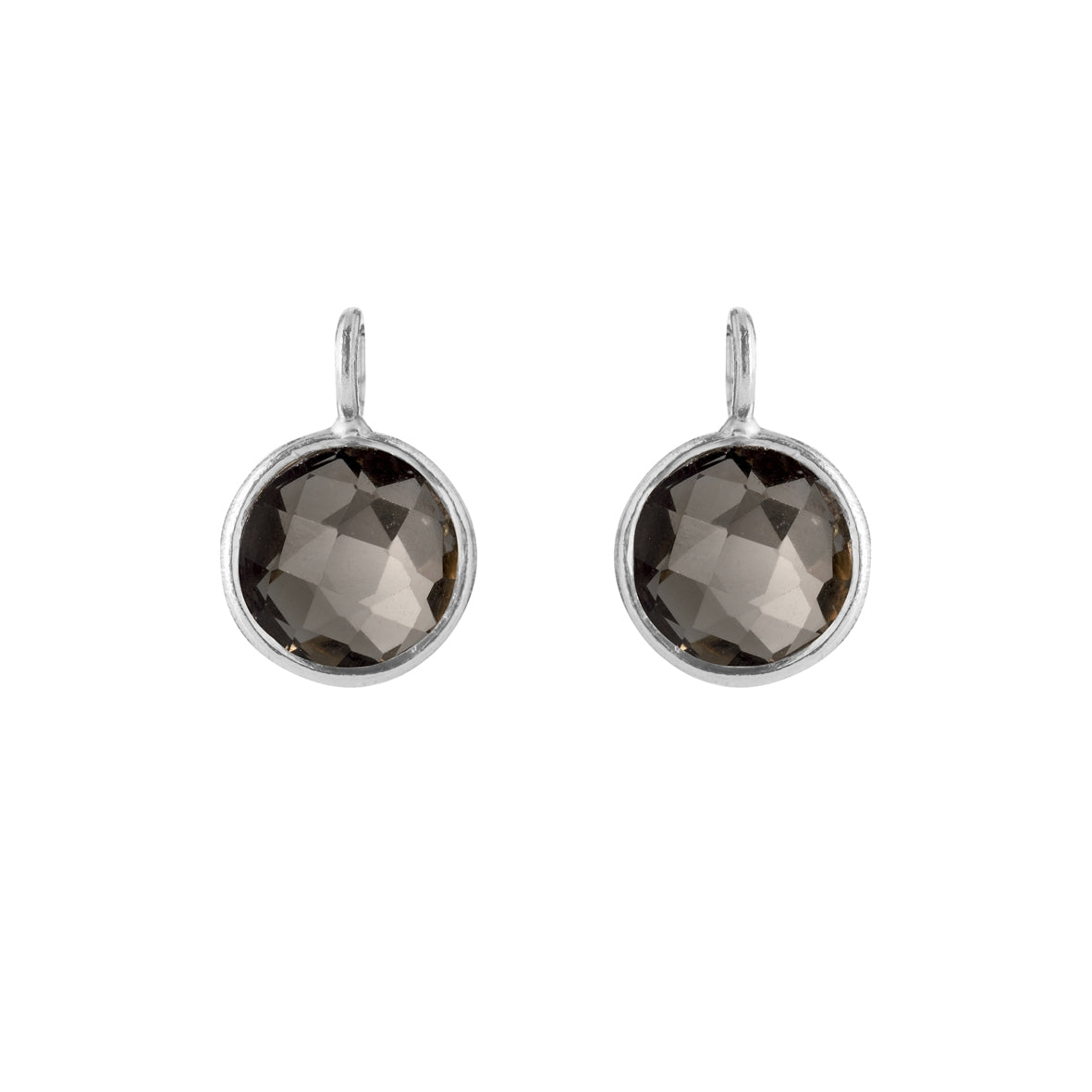 Ørevedhæng i forgyldt sølv med røgkvarts