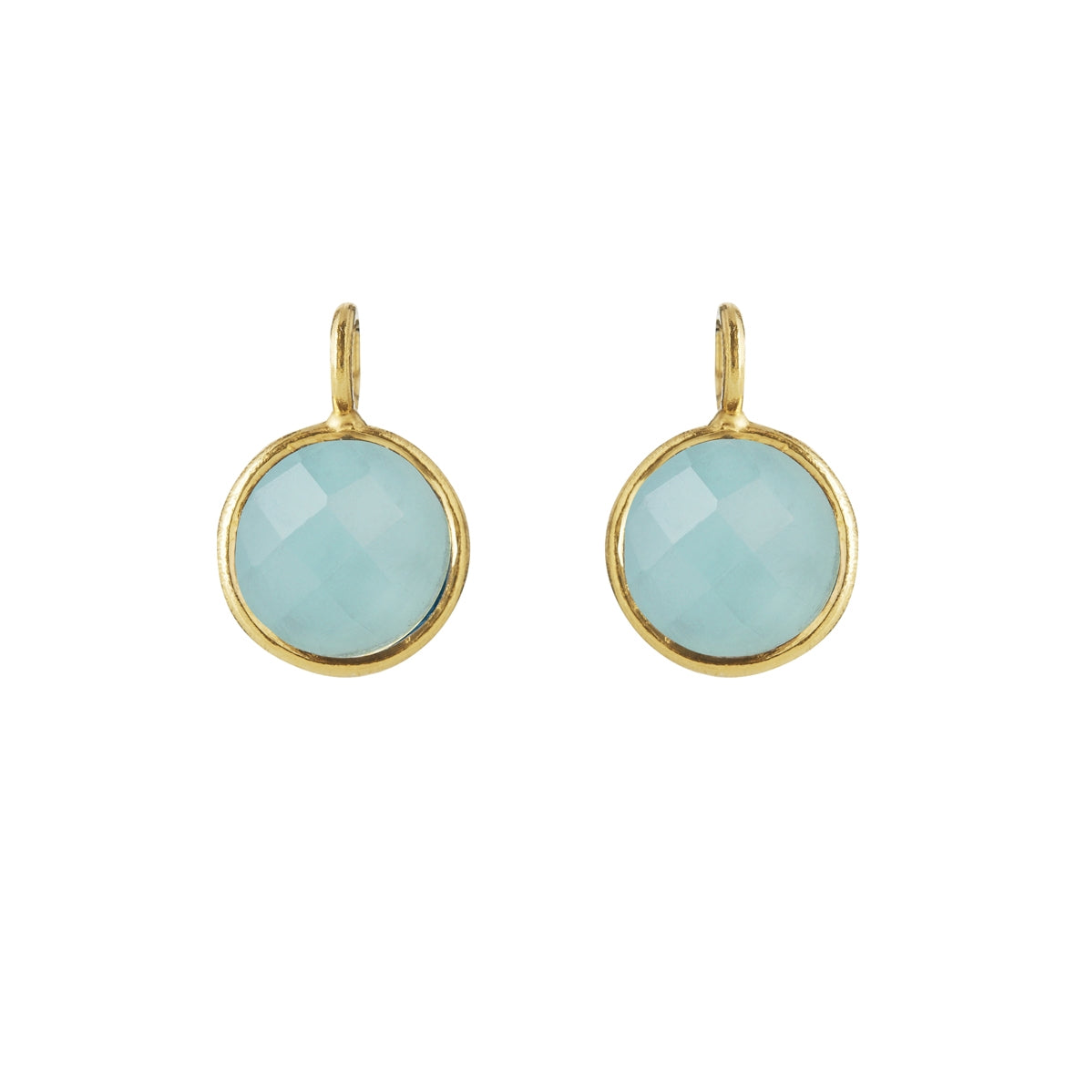 Ørevedhæng i forgyldt sølv med lyseblå krystal