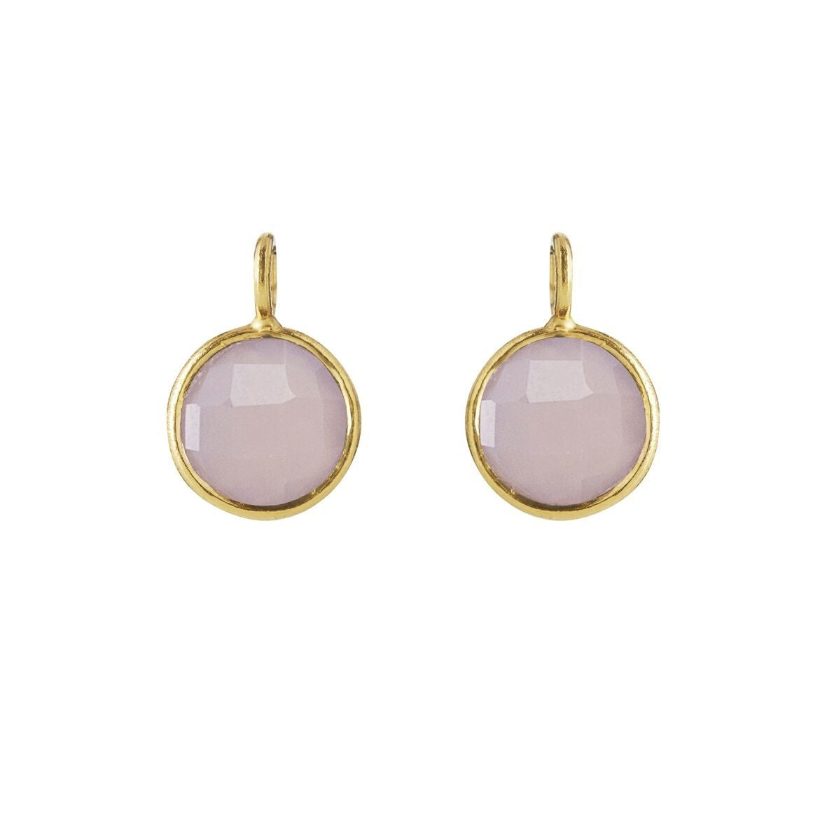 Ørevedhæng i forgyldt sølv med lyserød krystal