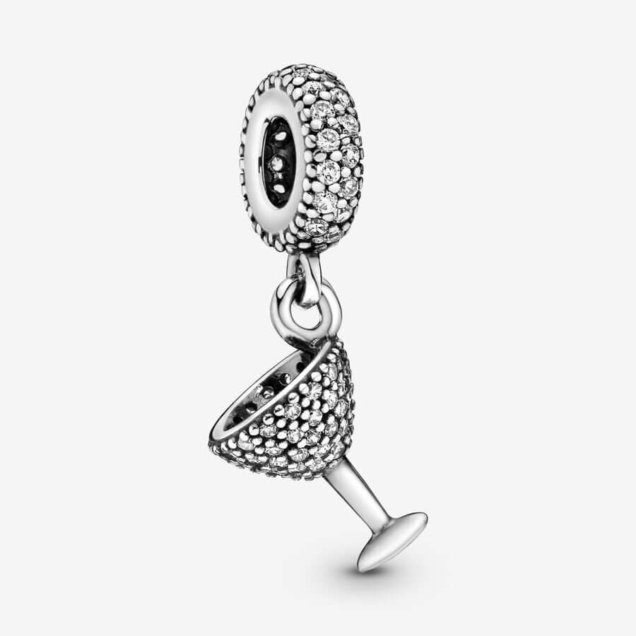 Pavé Cocktailglas Charm med Vedhæng