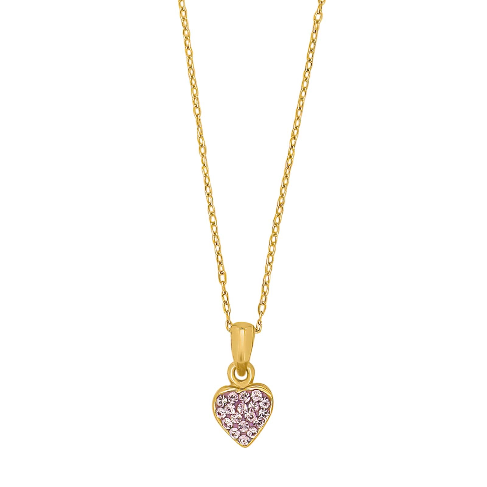 Nordahl Andersen Forg. sølvvedhæng hjerte m/pink cz inkl. kæde