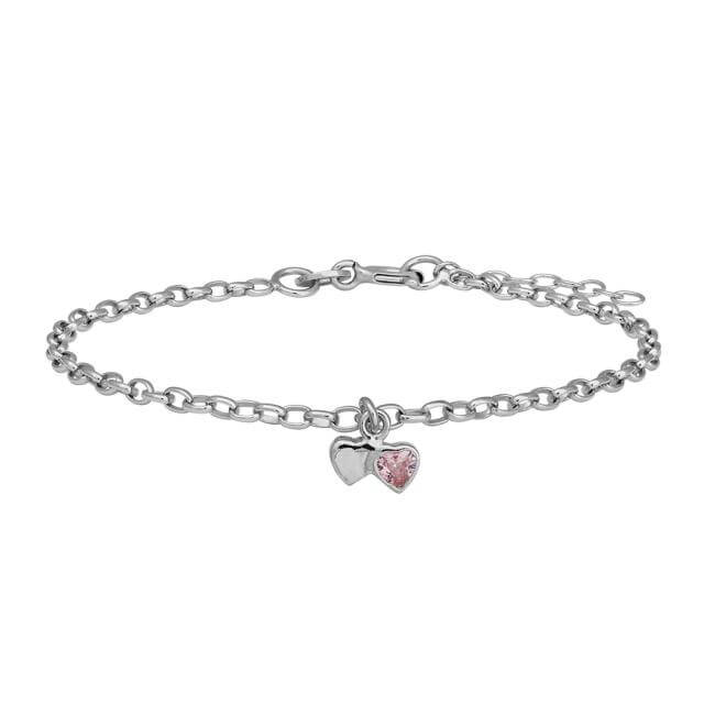 Børnearmbånd med hjerter med pink zirkonia