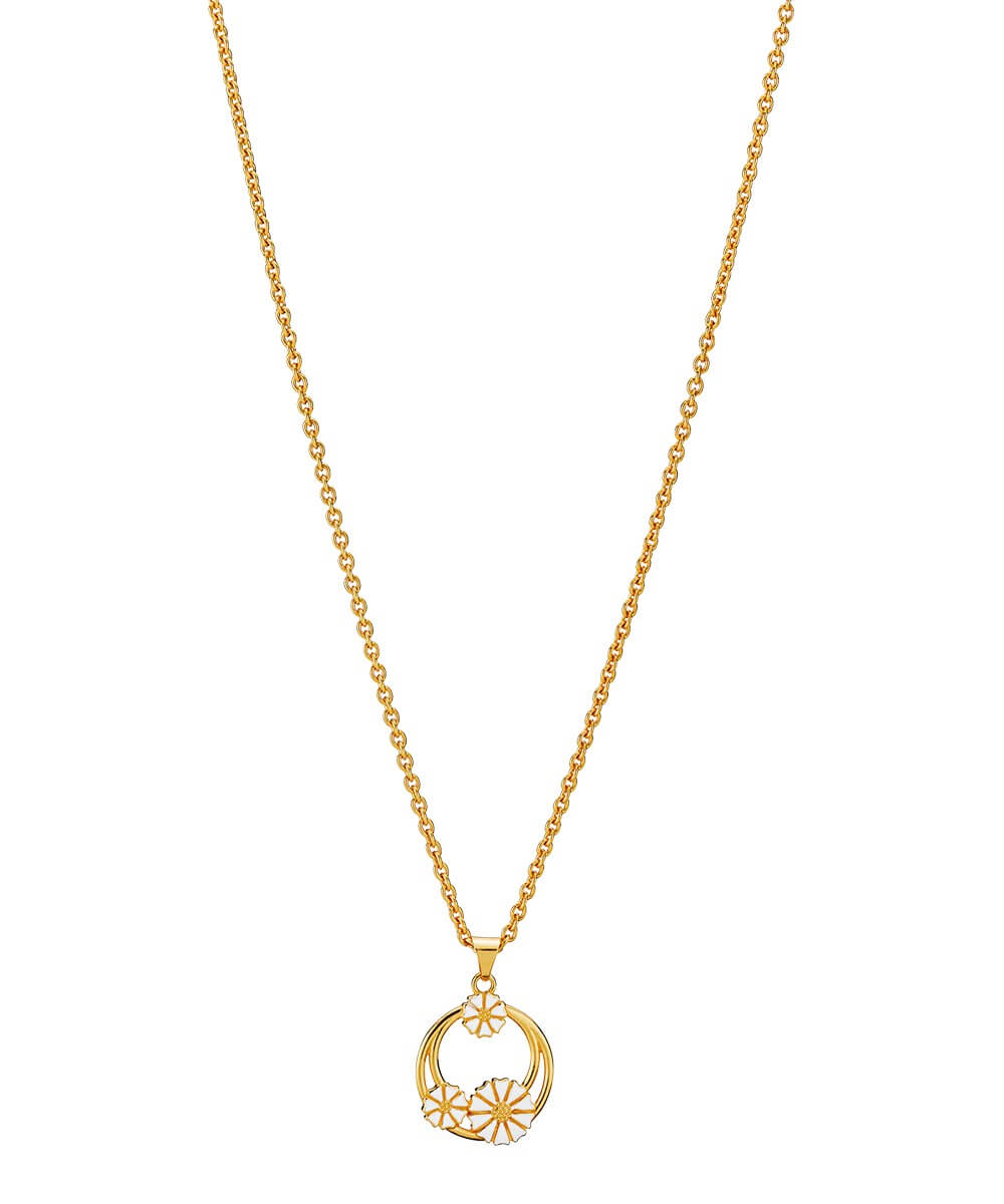Sølv forgyldt Marguerit collier 1x7,5mm + 2x5mm