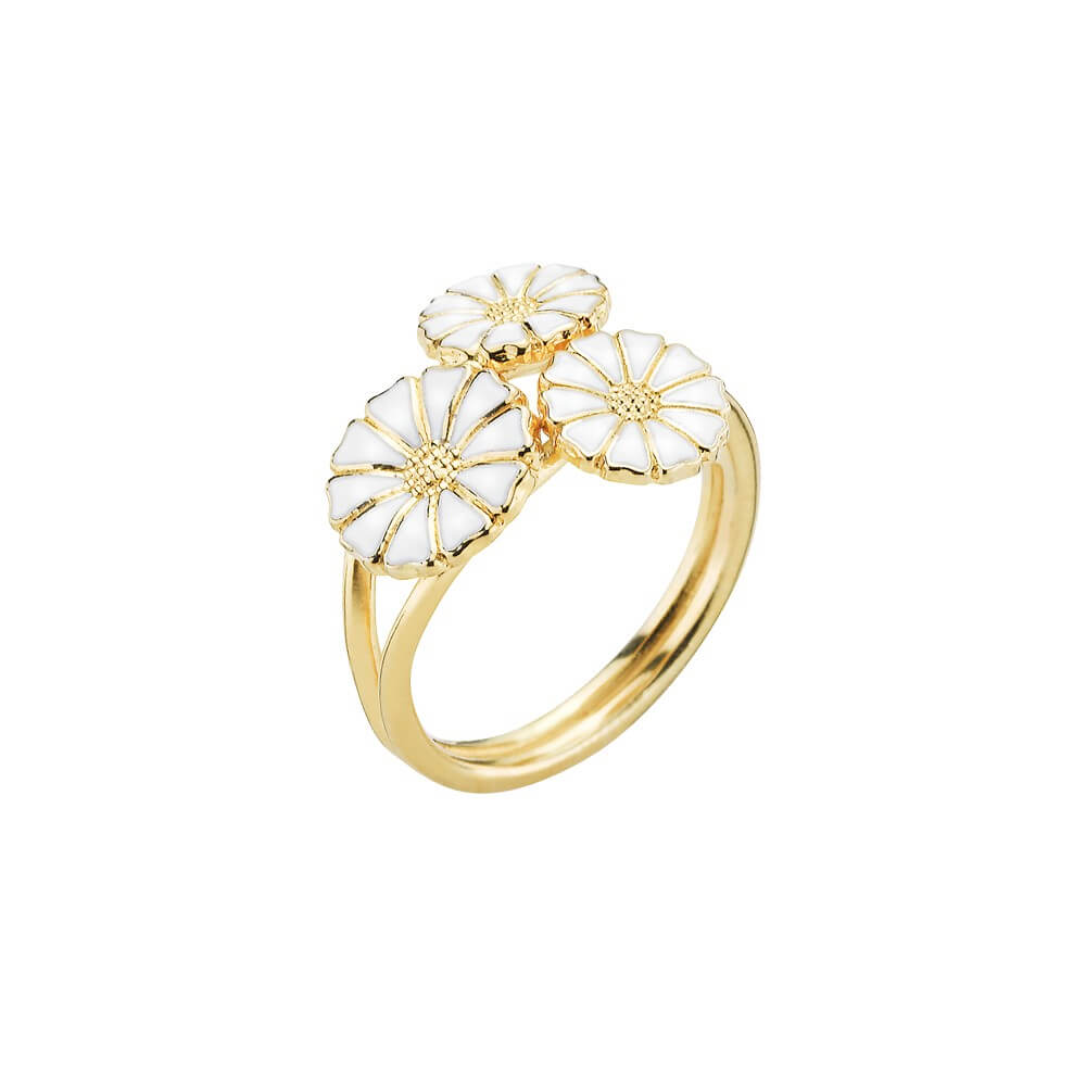 Marguerit forgyldt sølv ring 2x7,5+1x9mm
