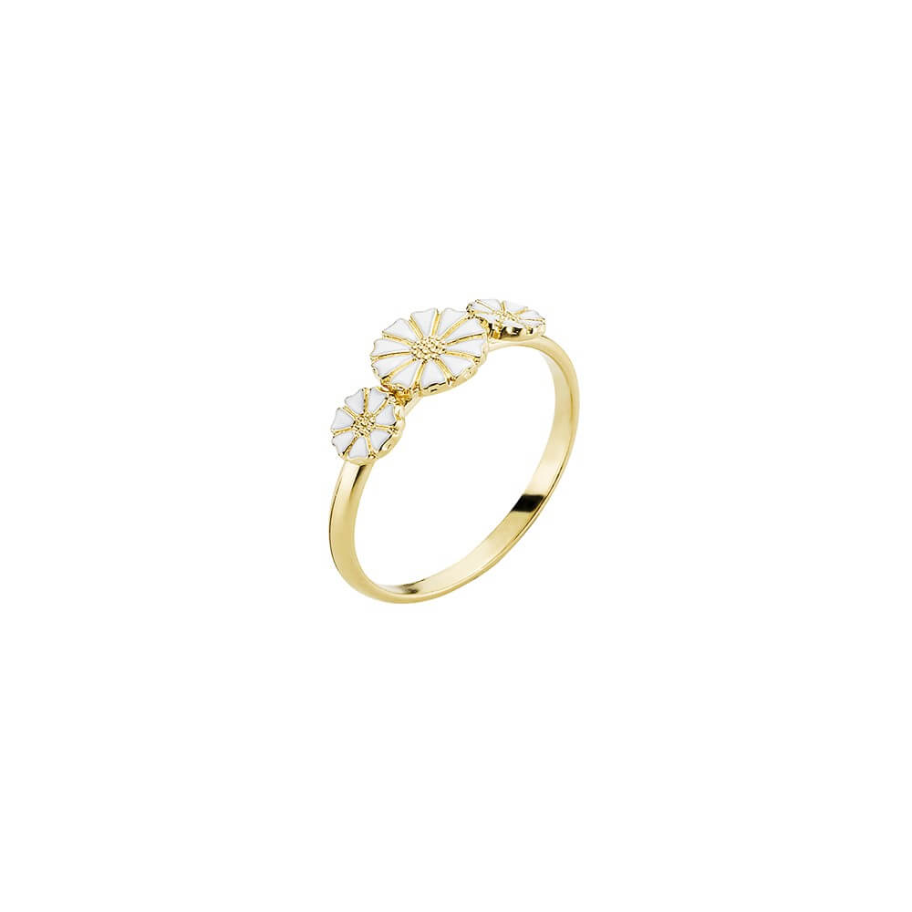 Marguerit forgyldt sølv ring 1x7,5+2x5mm