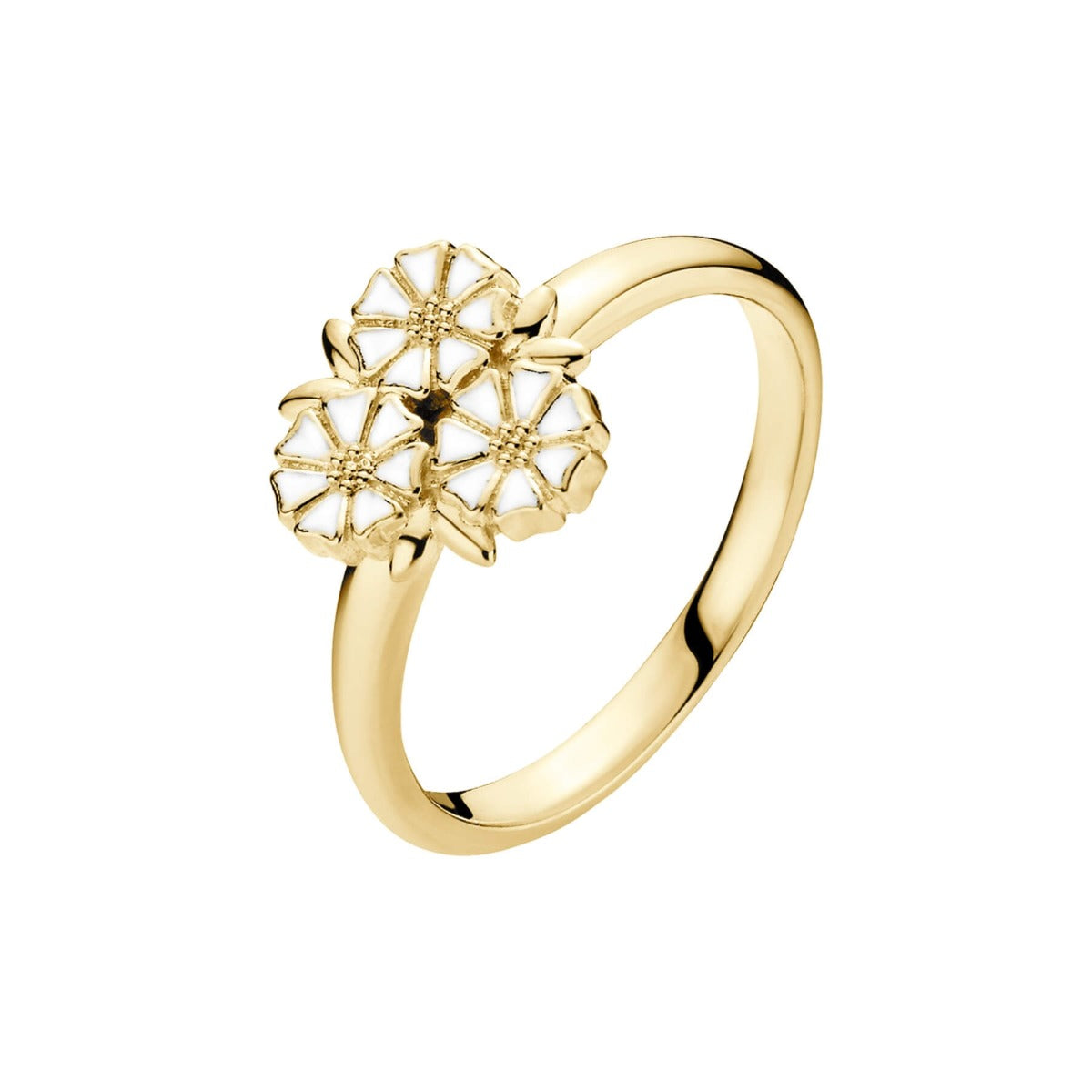 Forgyldt Margueritring m/blade
