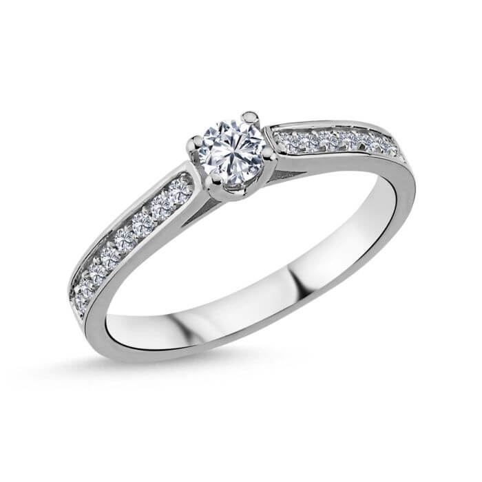 14 kt Hvidgulds ring med brillanter