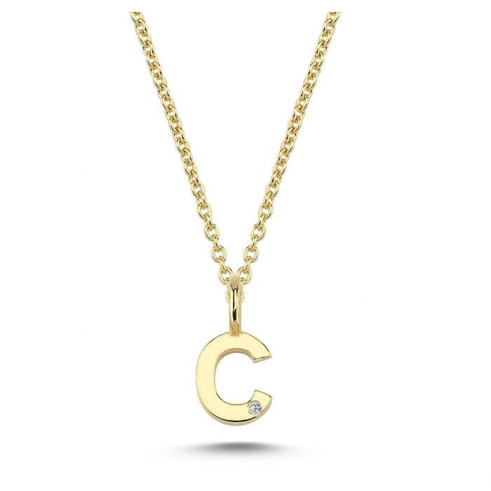 Nuran. 14 kt guldbogstav med diamant