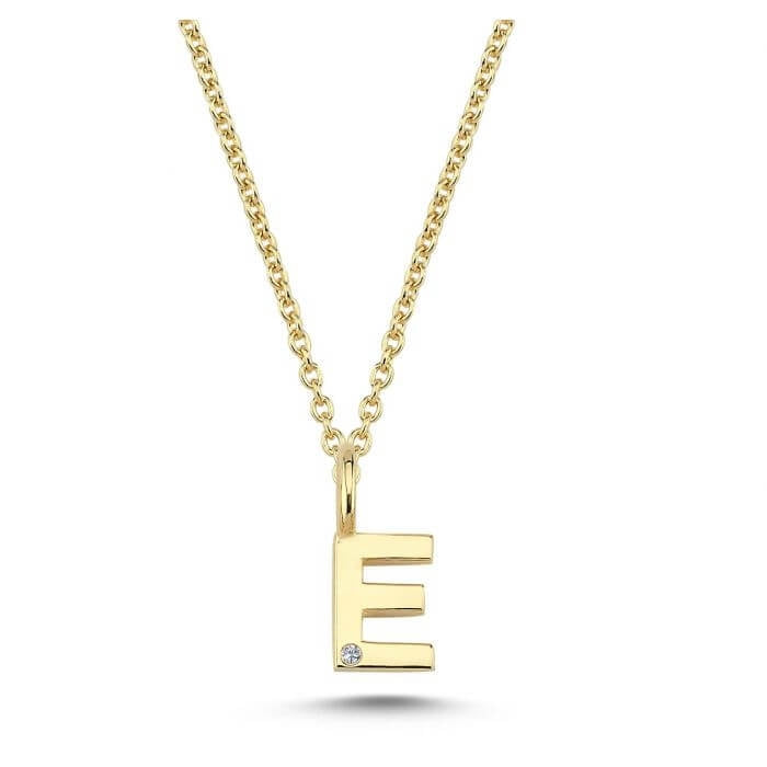14 kt guldbogstav vedhæng med diamant