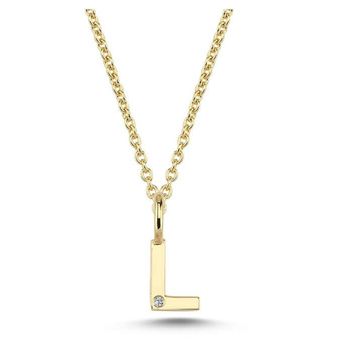 Nuran. 14 kt guldbogstav med diamant