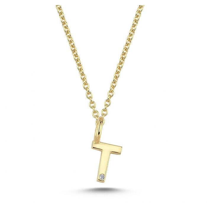 Nuran. 14 kt guldbogstav med diamant