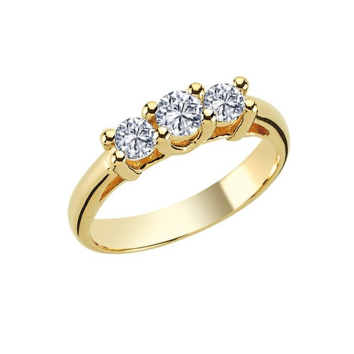 14 kt Guldring med 3 brillanter