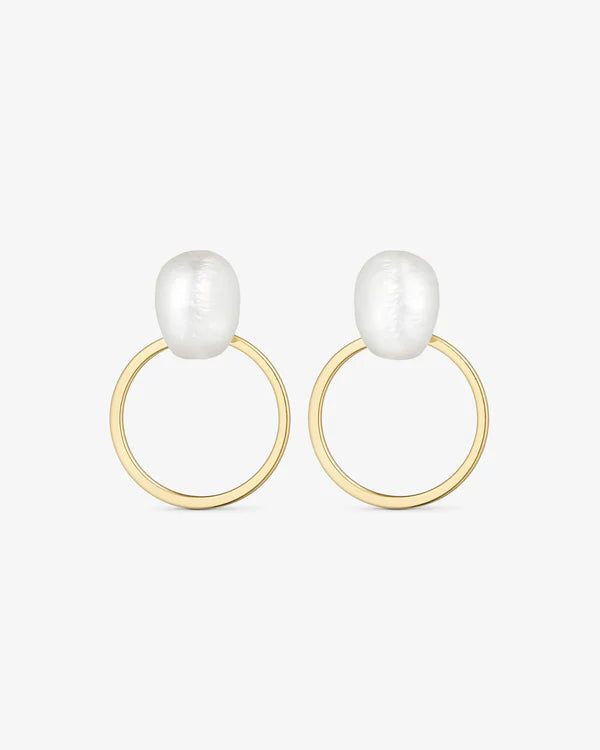 Vega forgyldt messing ørering med perle