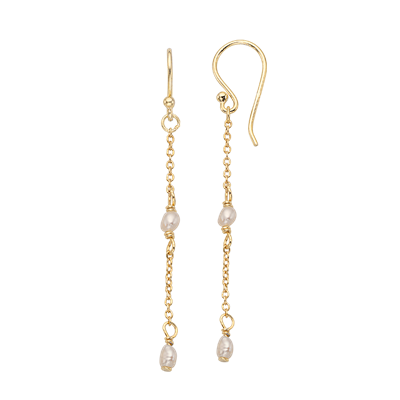 Scrouples Sølvforgyldte ørebøjler med kæde og perler