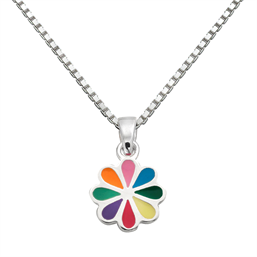 Støvring Design Sølv halskæde blomst multifarvet