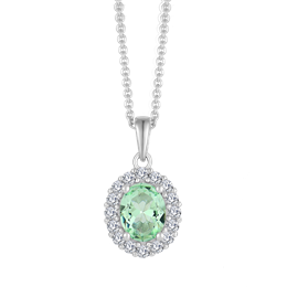 Sølv halskæde rhodineret med syntetiske oval peridot