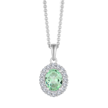 Sølv halskæde rhodineret med syntetiske oval peridot