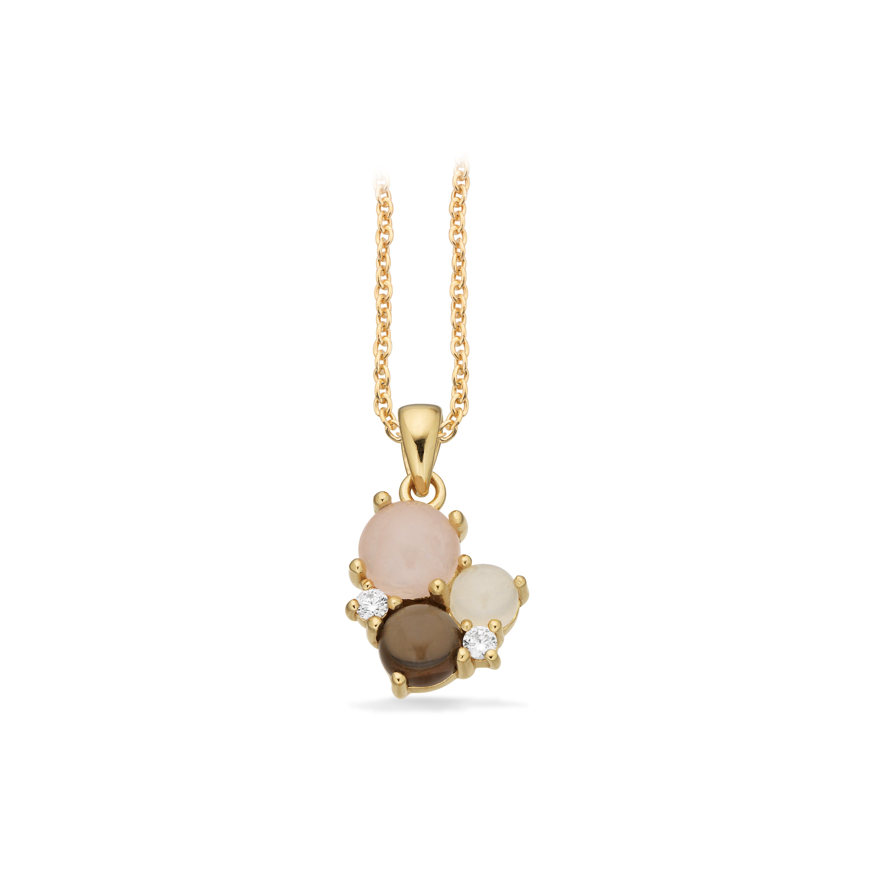 Scrouples Halskæde i Sølv med Syn. cubic zirconia, Smokey quartz