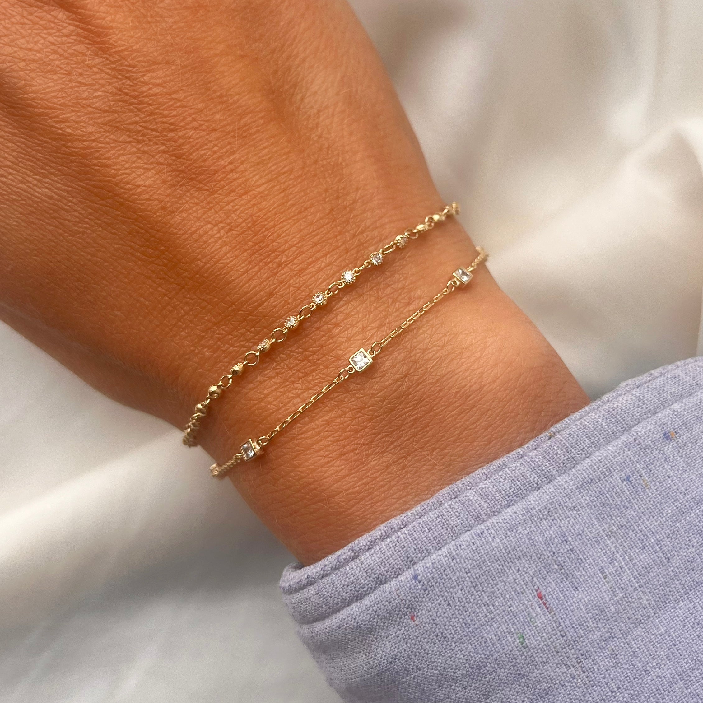 Scrouples Armbånd kugler cubic zir. 17+2 cm 8 kt.
