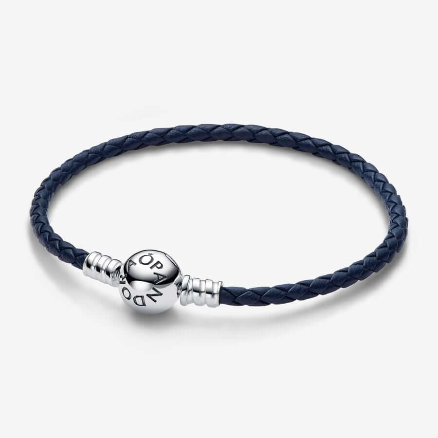 Pandora flettet læder armbånd blå