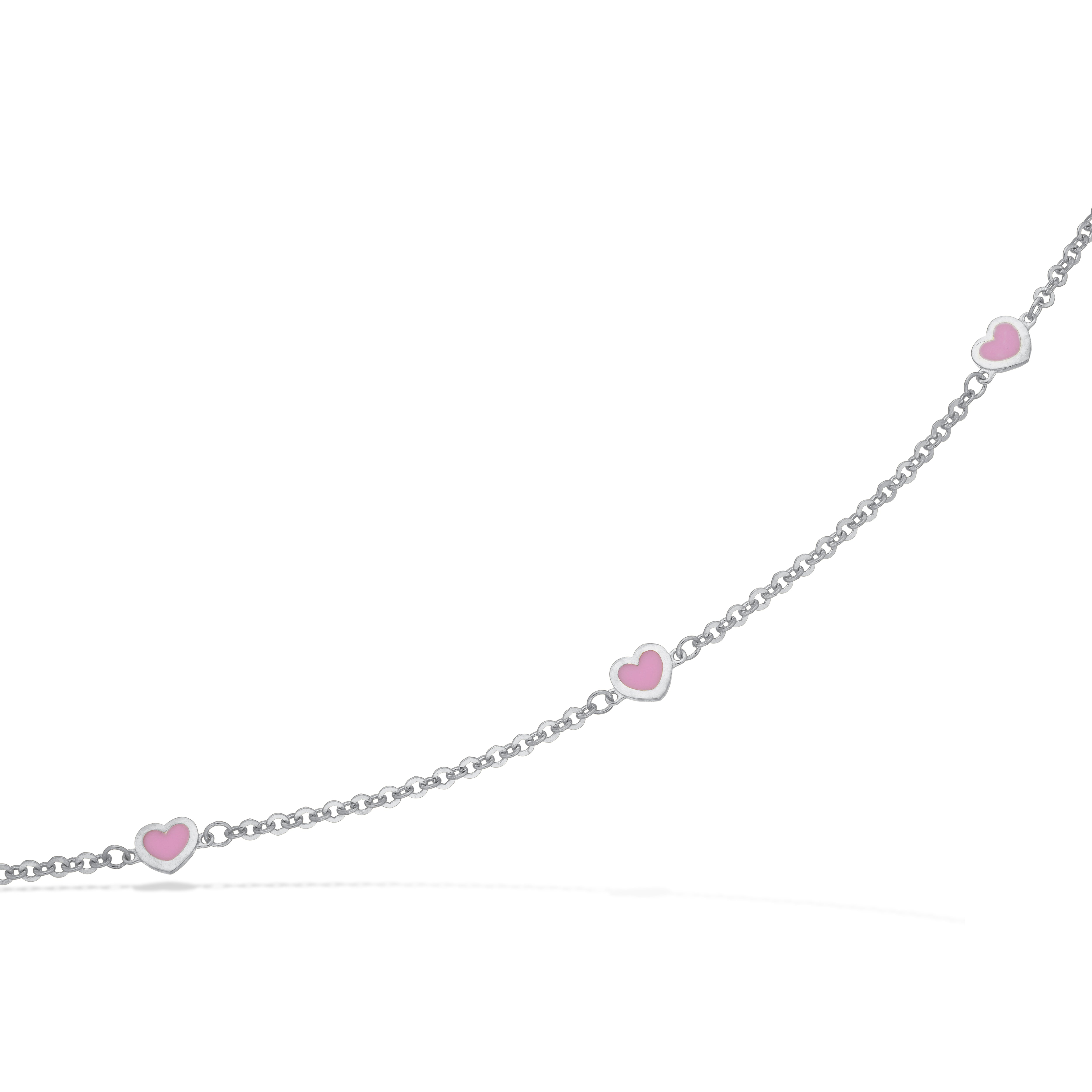 Scrouples Girls armbånd 3 x rosa hjerter 14+2 cm sølv