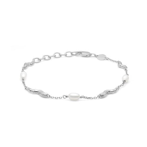 Sølv armbånd Tangled med perler