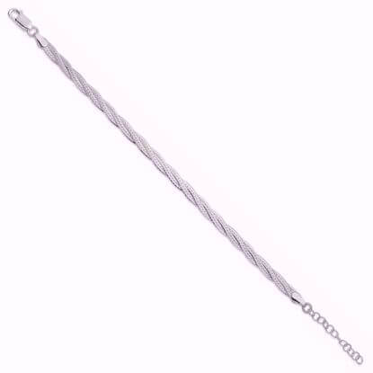 Seville flettet flad slange armbånd sølv - 8973