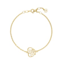 Marguerit armbånd med hjerte 24kt forgyldt hvid emalje