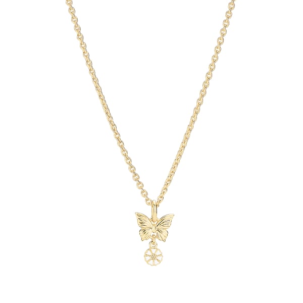 Lund Copenhagen forgyldt Marguerit collier med sommerfugl