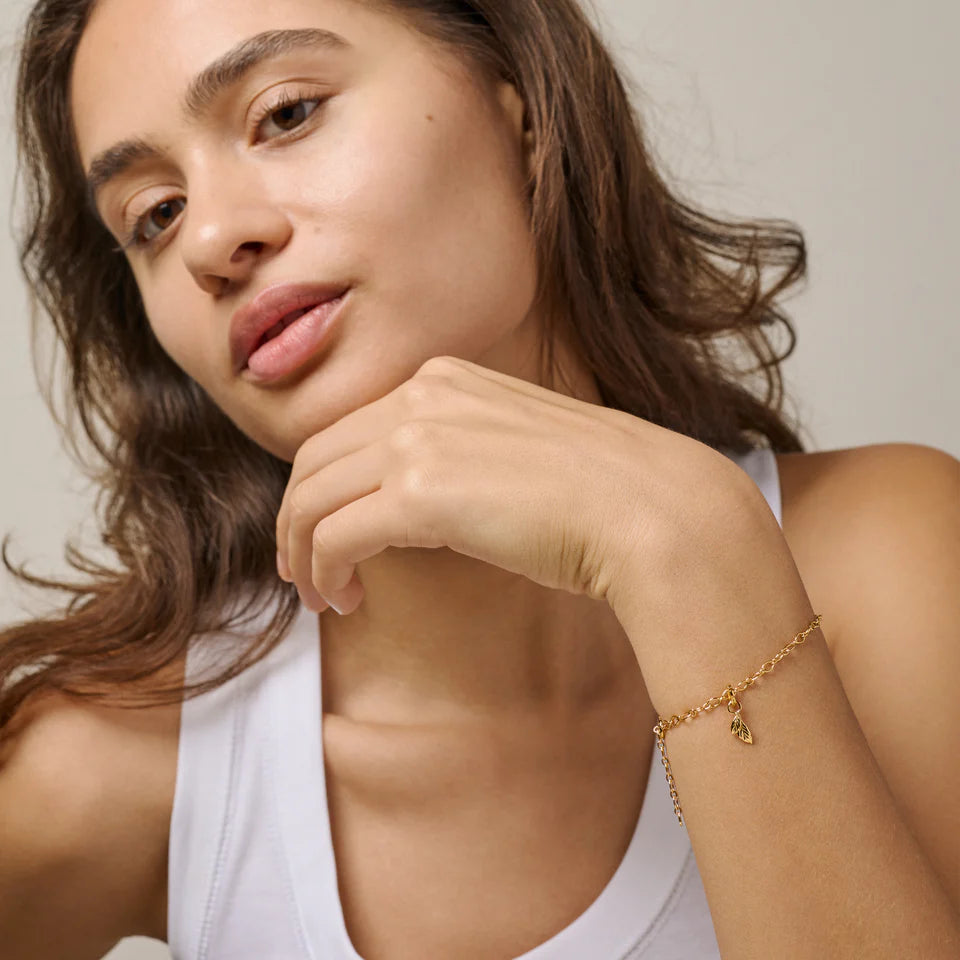 Enamel Organic Double Leaf charm