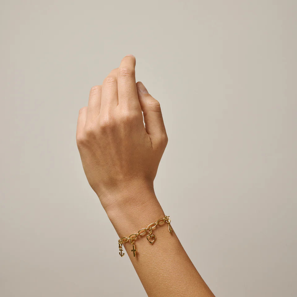 Enamel Golden Cross charm